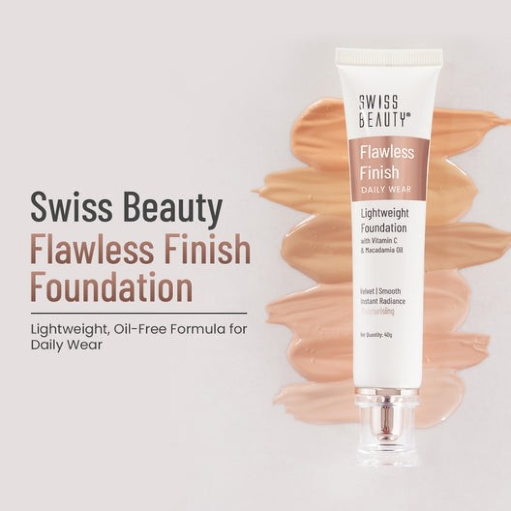 Swiss Beauty Flawless Finish Daily Wear Light Weight Foundation with Vitamin C & Macadamia Oil