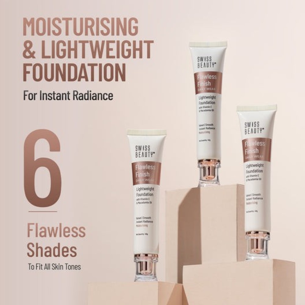 Swiss Beauty Flawless Finish Daily Wear Light Weight Foundation with Vitamin C & Macadamia Oil